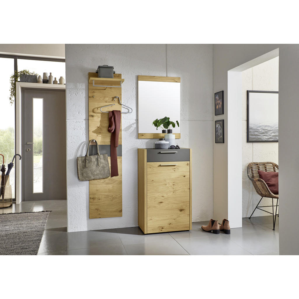 Thumbnail - Xxxl Garderobenpaneel, Grau, Eiche, Holz, Eiche, Balkeneiche, furniert, 42x183x27 cm, Made in Germany, Goldenes M, DGM-K...