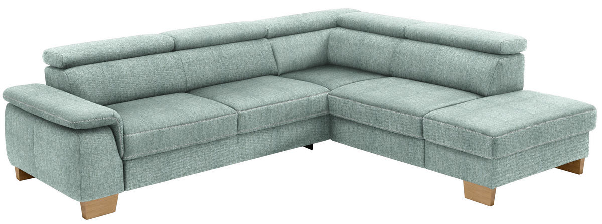 ECKSOFA in Mikrofaser Mintgrün  - Eichefarben/Beige, Natur, Holz/Textil (273/226cm) - Beldomo System