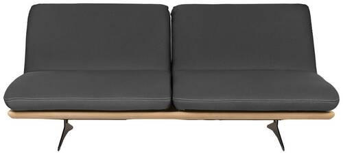 SCHLAFSOFA Dunkelgrau Echtleder  - Dunkelgrau/Beige, Design, Leder/Holz (204/92/90cm) - Dieter Knoll