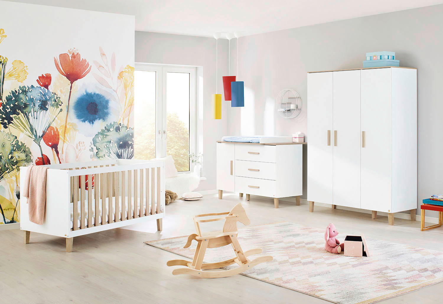 BABYZIMMER LUMI  - Eichefarben/Weiß, Basics, Holzwerkstoff - Pinolino