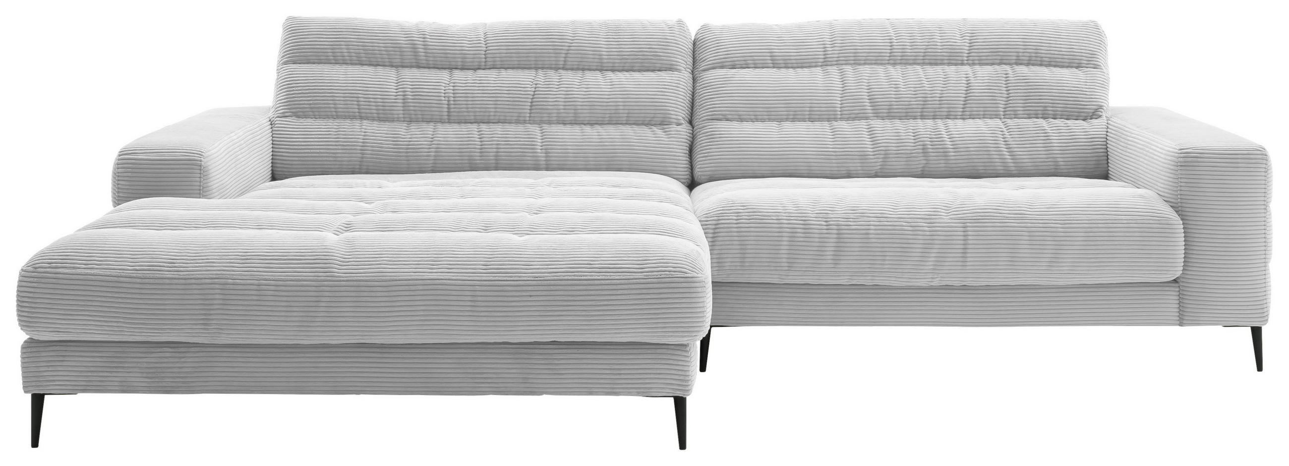 ECKSOFA Ottomane links  Grau Cord  - Schwarz/Grau, Design, Textil/Metall (207/296cm) - Dieter Knoll