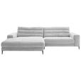 ECKSOFA Ottomane links  Grau Cord  - Schwarz/Grau, Design, Textil/Metall (207/296cm) - Dieter Knoll