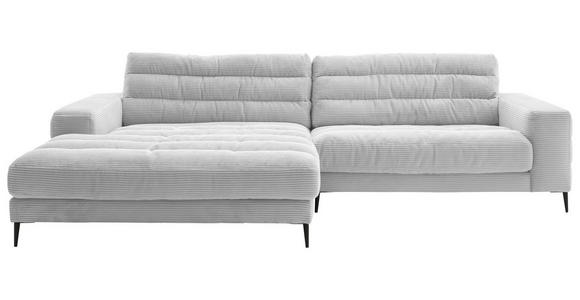 ECKSOFA Ottomane links  Grau Cord  - Schwarz/Grau, Design, Textil/Metall (207/296cm) - Dieter Knoll