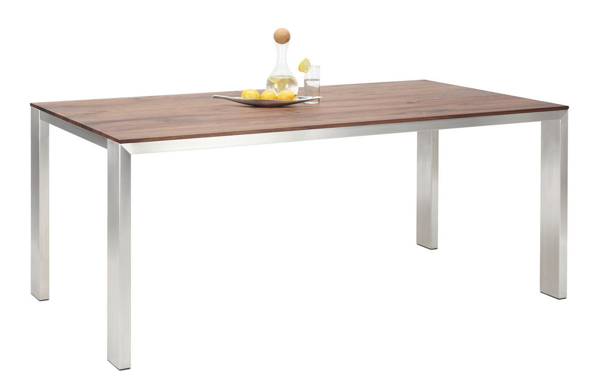 ESSTISCH in Holz, Metall 260/100/77 cm  - Edelstahlfarben/Nussbaumfarben, Design, Holz/Metall (260/100/77cm) - Bert Plantagie