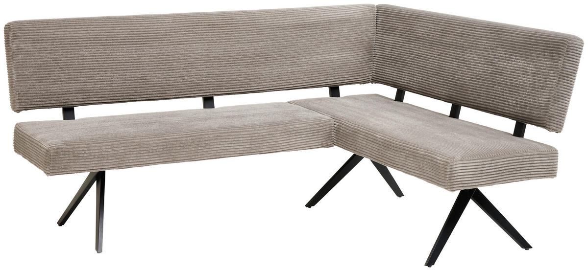 ECKBANK 190/150 cm Cord Dunkelgrau   - Dunkelgrau/Schwarz, KONVENTIONELL, Textil/Metall (190/150cm) - MID.YOU