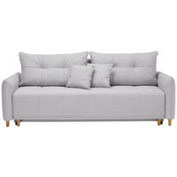 SCHLAFSOFA  mit Rücken echt Webstoff Hellgrau  - Eichefarben/Hellgrau, Design, Holz/Textil (227/98/113cm) - Carryhome