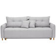 SCHLAFSOFA mit Rücken echt Webstoff Hellgrau - Eichefarben/Hellgrau, Design, Holz/Textil (227/98/113cm) - Carryhome