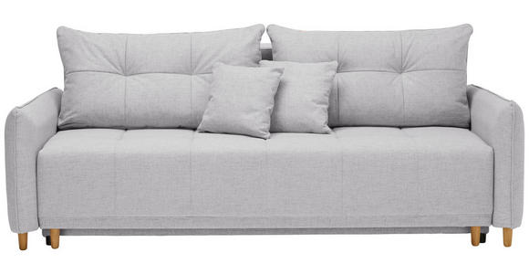 SCHLAFSOFA mit Rücken echt Webstoff Hellgrau - Eichefarben/Hellgrau, Design, Holz/Textil (227/98/113cm) - Carryhome