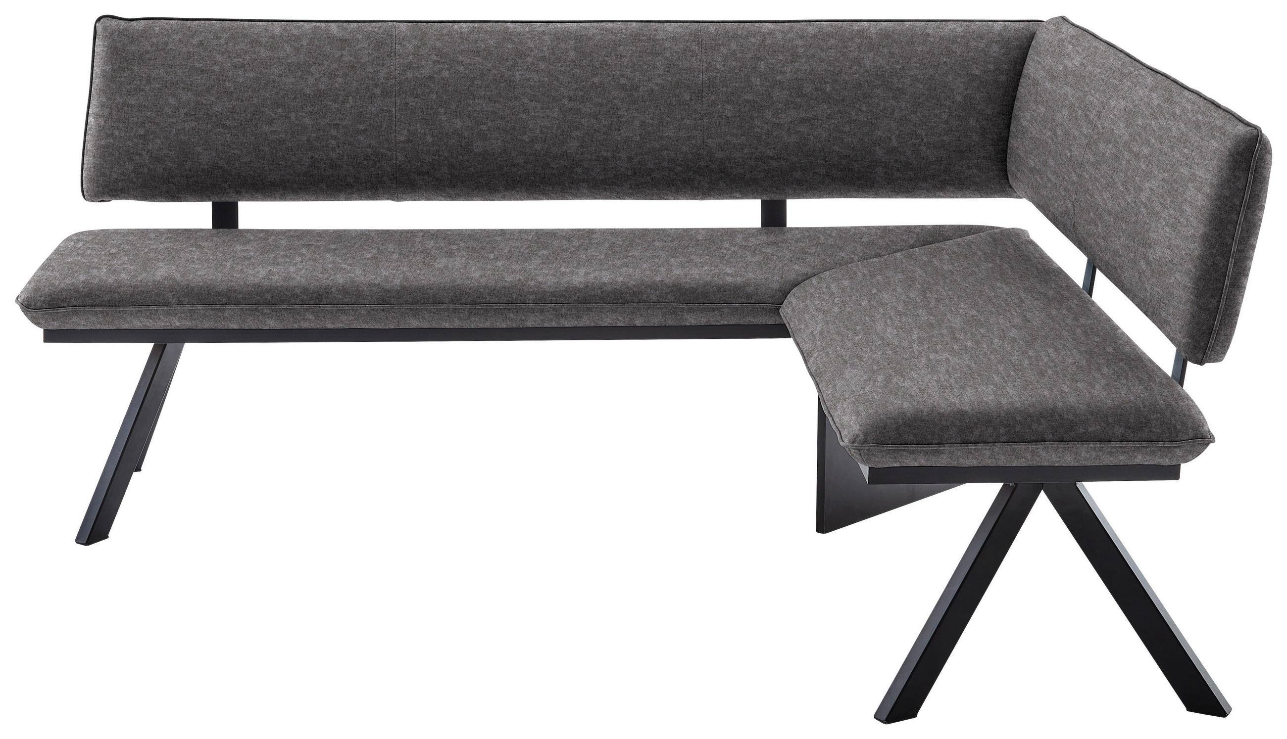 ECKBANK in Metall, Textil Grau, Schwarz  - Schwarz/Grau, Modern, Textil/Metall (180/140cm) - Cantus