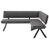 ECKBANK in Metall, Textil Grau, Schwarz  - Schwarz/Grau, Modern, Textil/Metall (180/140cm) - Cantus