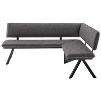 ECKBANK in Metall, Textil Grau, Schwarz  - Schwarz/Grau, Modern, Textil/Metall (190/150cm) - Cantus