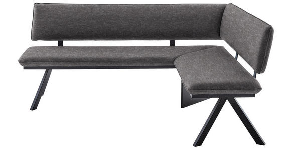 ECKBANK 180/140 cm in Grau, Schwarz - Schwarz/Grau, MODERN, Textil/Metall (180/140cm) - Cantus