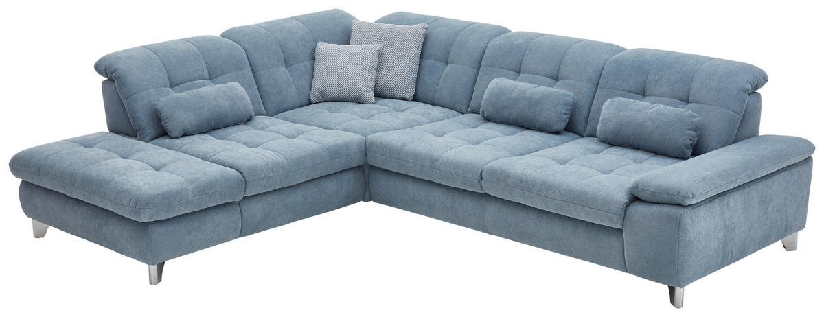 ECKSOFA in Chenille Hellblau  - Chromfarben/Hellblau, Design, Textil/Metall (260/310cm) - Beldomo Speed