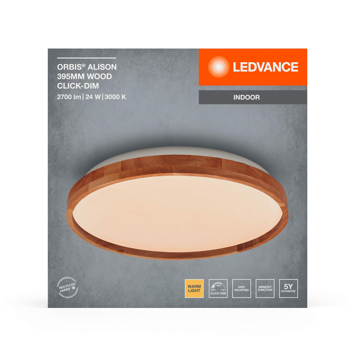 LED-DECKENLEUCHTE 39,5/7 cm   - KONVENTIONELL, Metall (39,5/7cm) - Ledvance