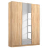 GARDEROB MED GÅNGJÄRN 136/229/54 cm 3-dörrar - Sonoma ek/aluminiumfärg, Modern, metall/trämaterial (136/229/54cm) - Rauch Möbel