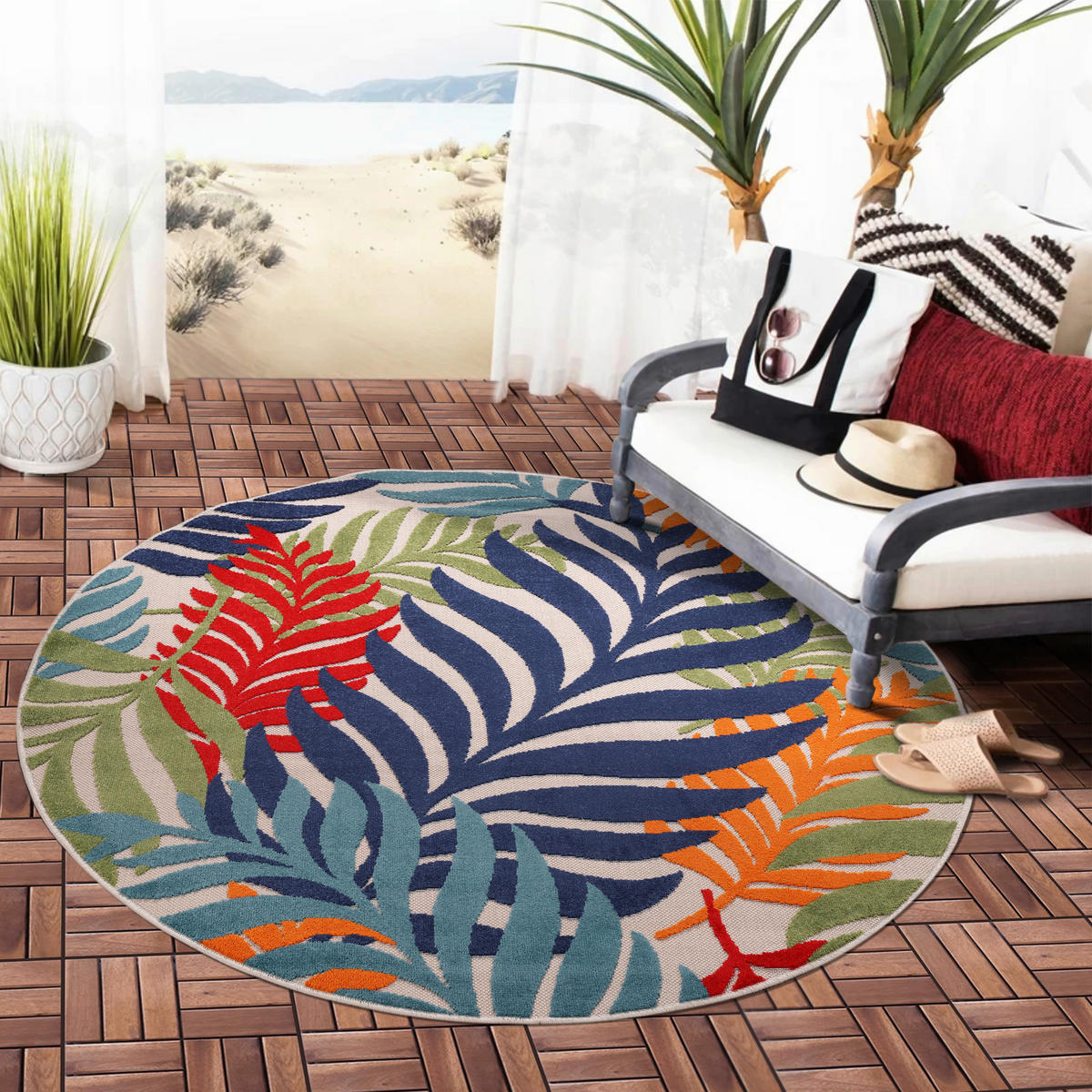TEPIH ZA UNUTAR./VANJ. UPORAB  150 cm  višebojno  Floral  - višebojno, Lifestyle, tekstil/plastika (150cm)