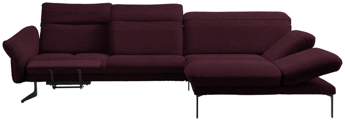 ECKSOFA in Webstoff Lila  - Anthrazit/Lila, Design, Textil/Metall (299/203cm) - Himolla