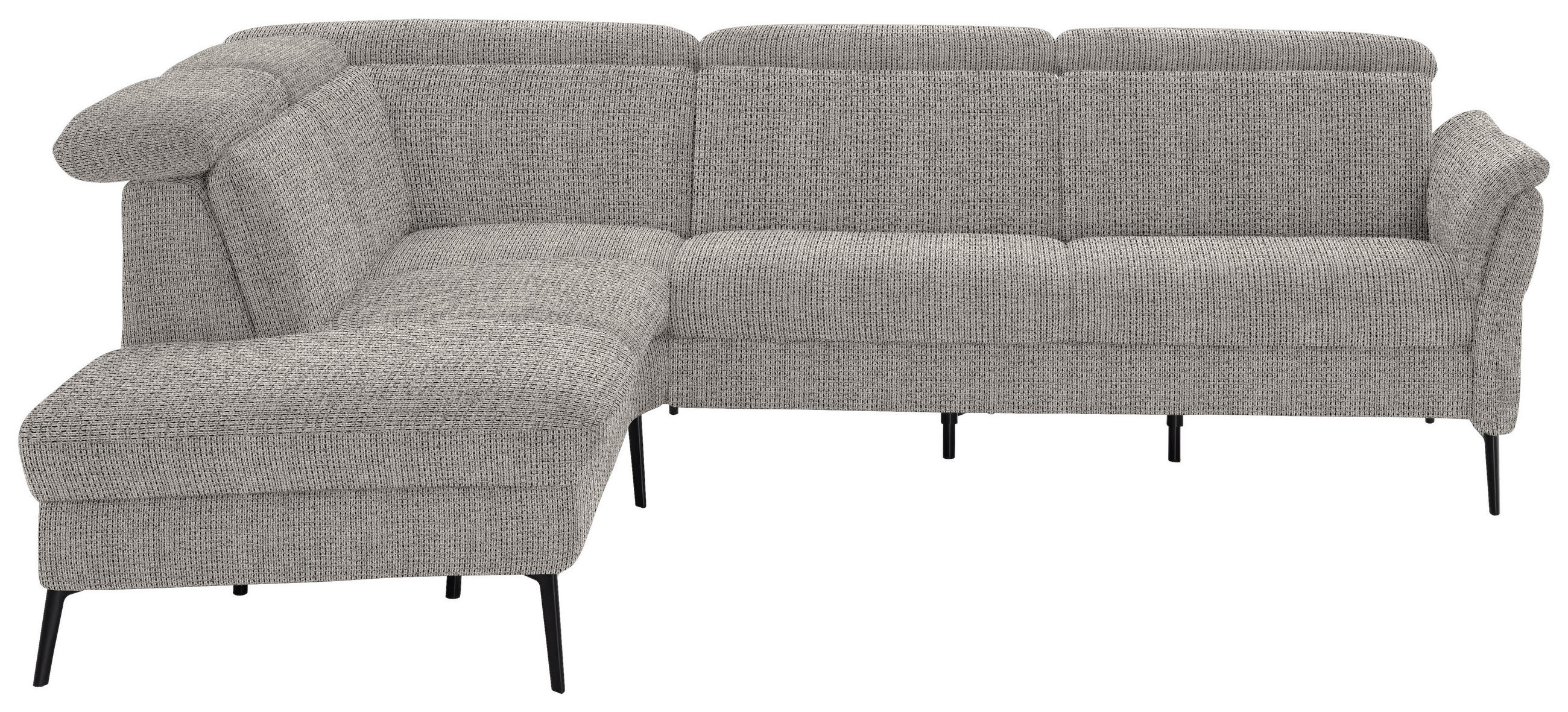 ECKSOFA in Struktur Hellgrau  - Hellgrau/Schwarz, Modern, Textil/Metall (235/275cm) - Cantus