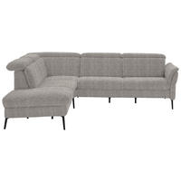 ECKSOFA in Struktur Hellgrau  - Hellgrau/Schwarz, Modern, Textil/Metall (235/275cm) - Cantus