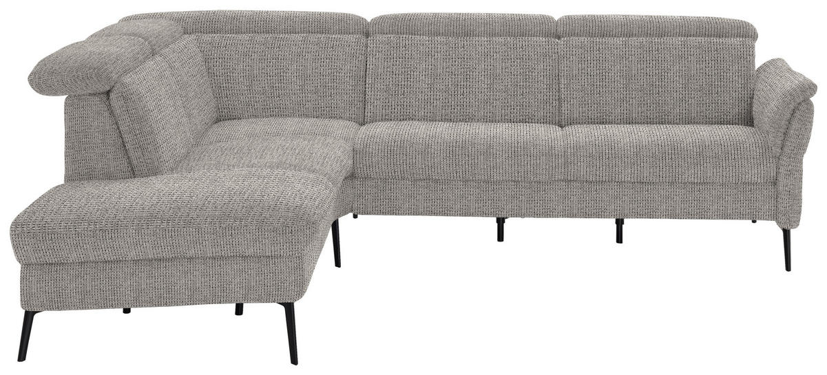 ECKSOFA in Struktur Hellgrau  - Hellgrau/Schwarz, Modern, Textil/Metall (235/275cm) - Cantus