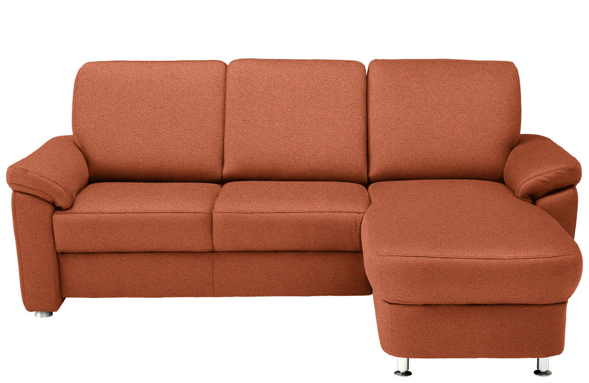 ECKSOFA  in Flachgewebe Terracotta  250/163 cm  - Chromfarben/Terracotta, KONVENTIONELL, Textil/Metall (250/163cm) - Beldomo System