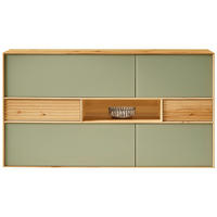 SIDEBOARD Salbeigrün, Buchefarben  158,1/89,8/47 cm  - Salbeigrün/Buchefarben, Design, Glas/Holz (158,1/89,8/47cm) - Anrei