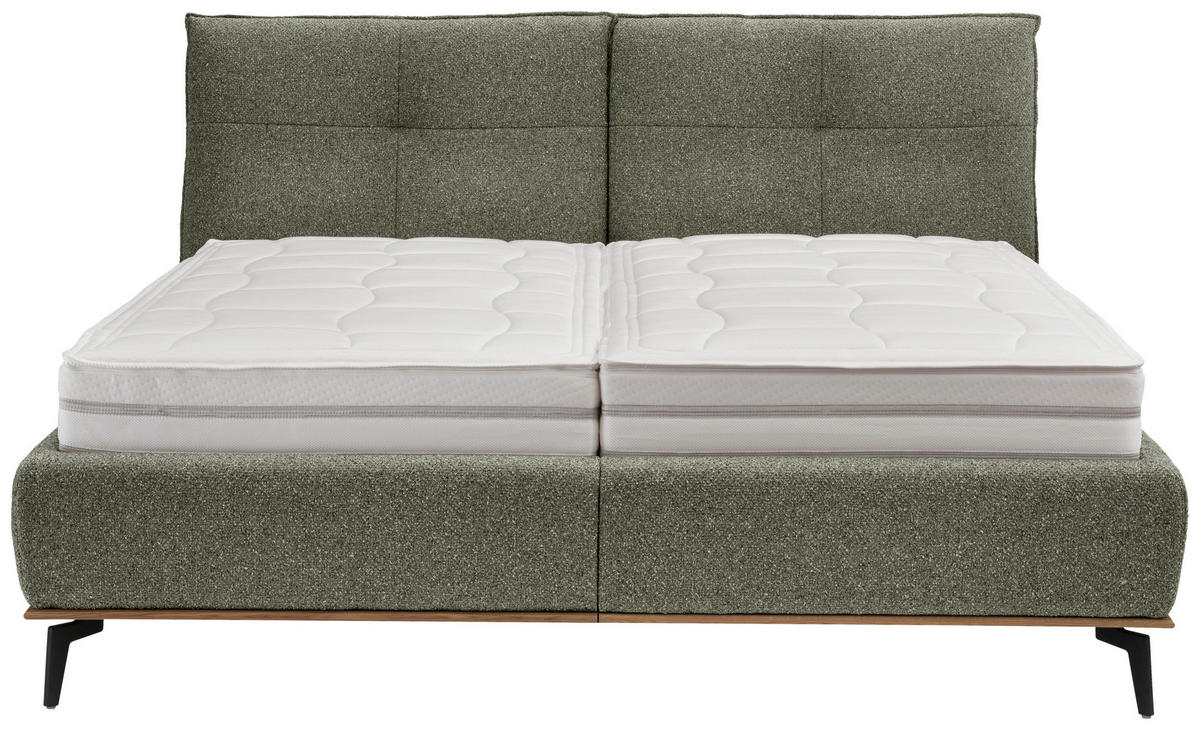POLSTERBETT 180/200 cm  in Olivgrün  - Weiss/Creme, Design, Holz/Holzwerkstoff (180/200cm) - Beldomo - Sleep