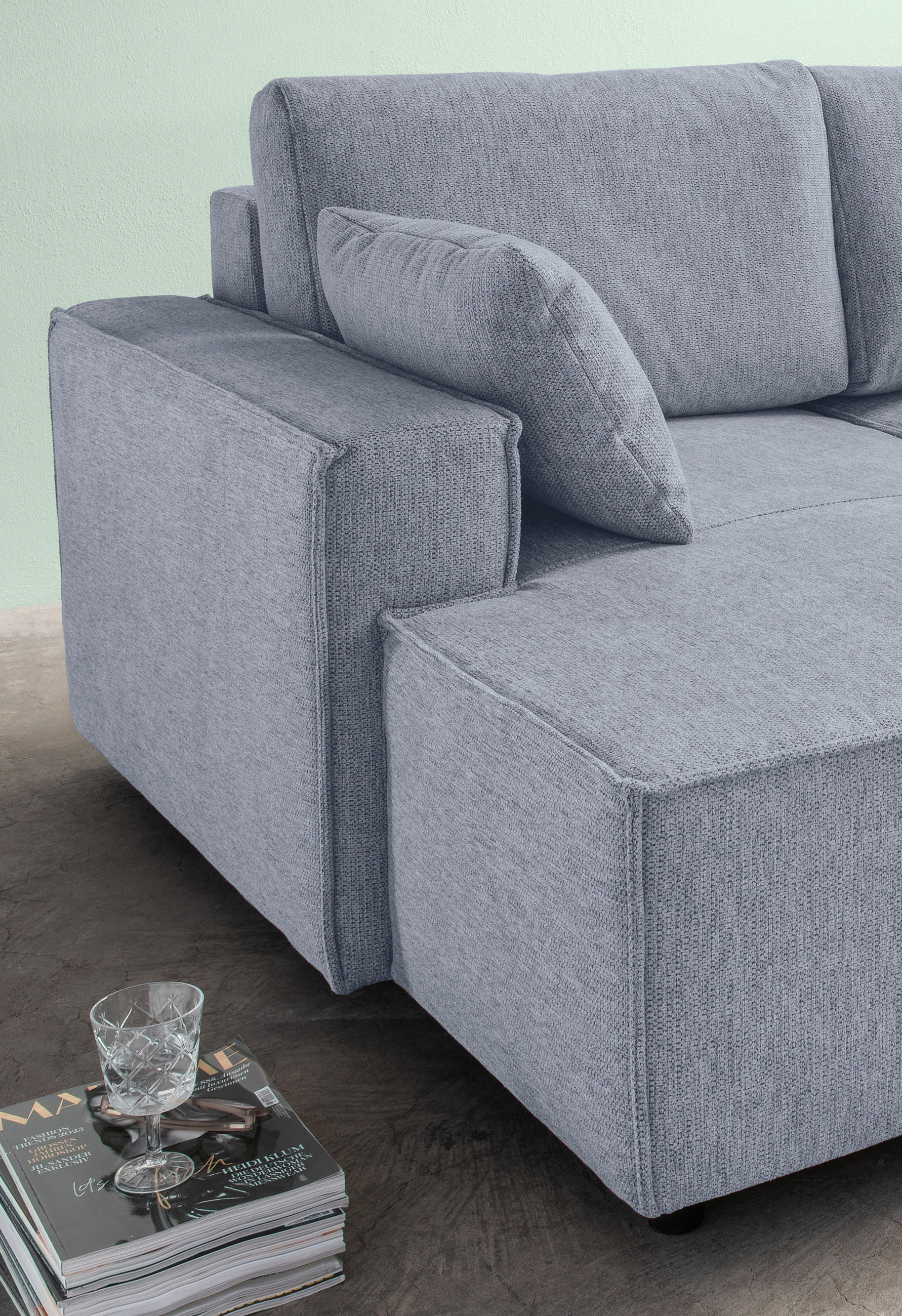 Thumbnail - Livetastic Bigsofa, Hellblau, Textil, Uni, 4-Sitzer, Füllung: Schaumstoff, 188x86x154 cm, Made in EU, Rücken echt, Wohnz...