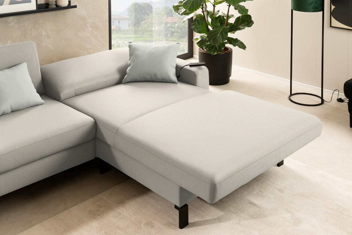 ECKSOFA Cord Naturfarben  - Schwarz/Naturfarben, Design, Textil/Metall (298/185cm) - Pure Home Lifestyle