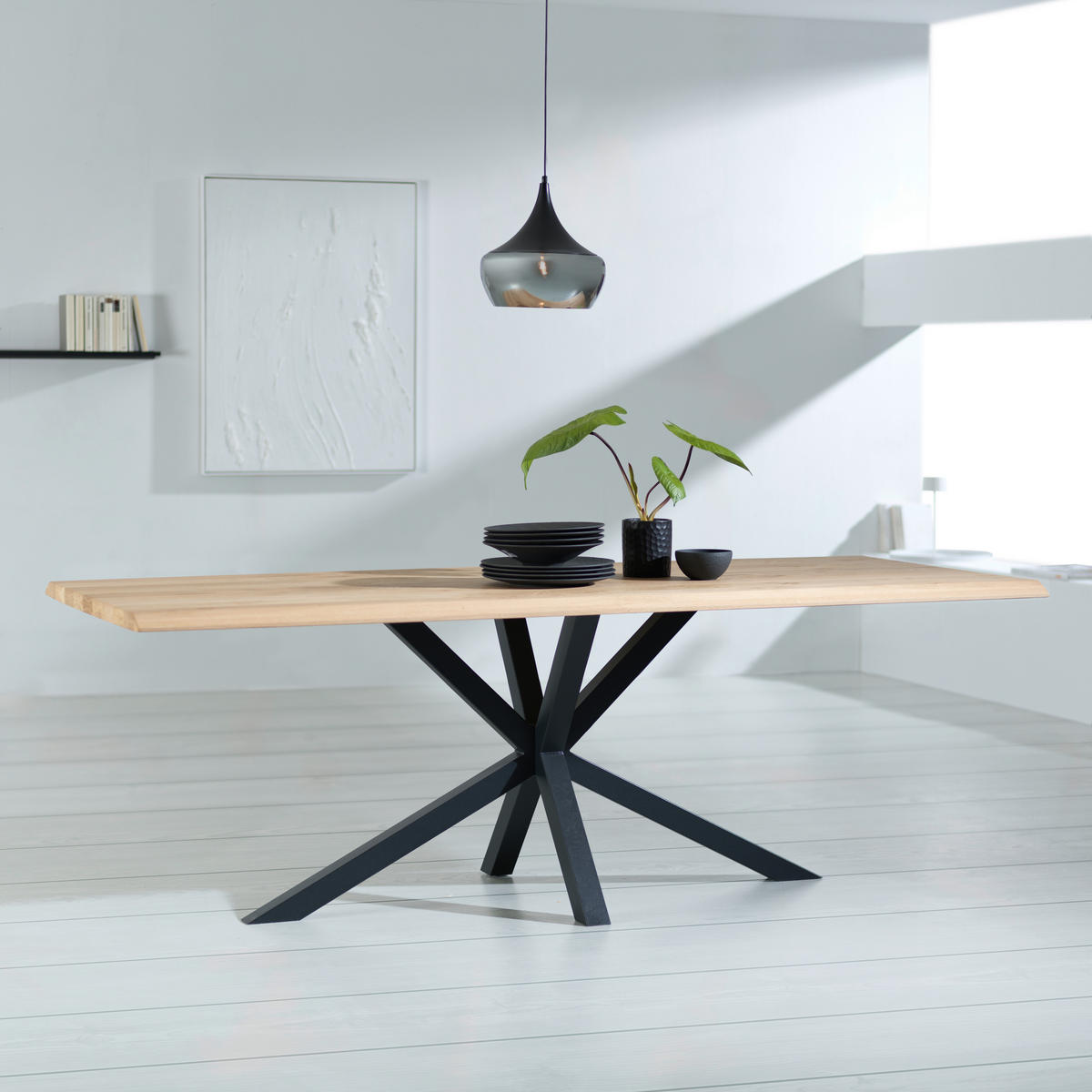 ESSTISCH in Holz 220/100/78 cm   - Eichefarben/Anthrazit, Design, Holz/Metall (220/100/78cm) - Johann Jakob