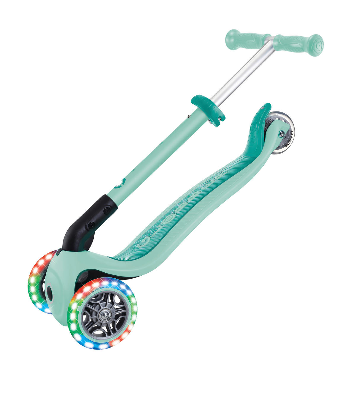 KINDERSCOOTER JUNIOR FOLDABLE LIGHTS  - Mintgrün, Basics, Kunststoff (56/28.6/68cm) - GLOBBER