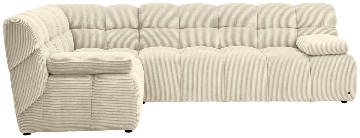 ECKSOFA Beige Cord Rücken echt  - Beige/Schwarz, KONVENTIONELL, Kunststoff/Textil (195/265cm) - Tom Tailor