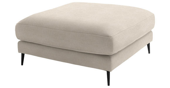 ECKSOFA  in Flachgewebe Beige Rücken echt  177/253 cm  - Beige/Schwarz, Design, Textil/Metall (177/253cm) - Dieter Knoll