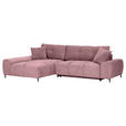 ECKSOFA  in Flachgewebe Altrosa  - Schwarz/Altrosa, KONVENTIONELL, Textil/Metall (180/295cm) - Carryhome