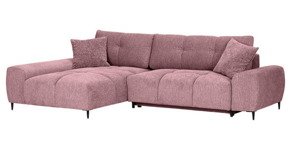 ECKSOFA  in Flachgewebe Altrosa  - Schwarz/Altrosa, KONVENTIONELL, Textil/Metall (180/295cm) - Carryhome