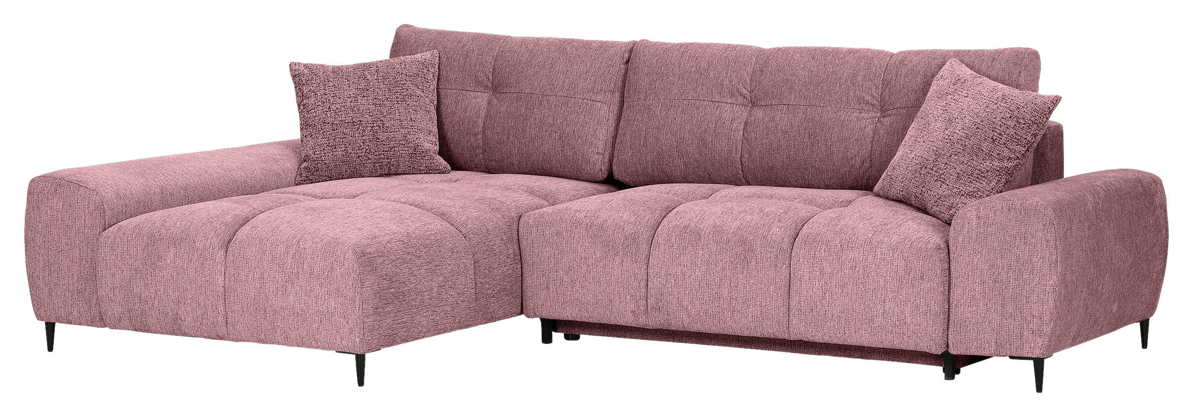 ECKSOFA Altrosa Flachgewebe  - Schwarz/Altrosa, KONVENTIONELL, Textil/Metall (180/295cm) - Carryhome