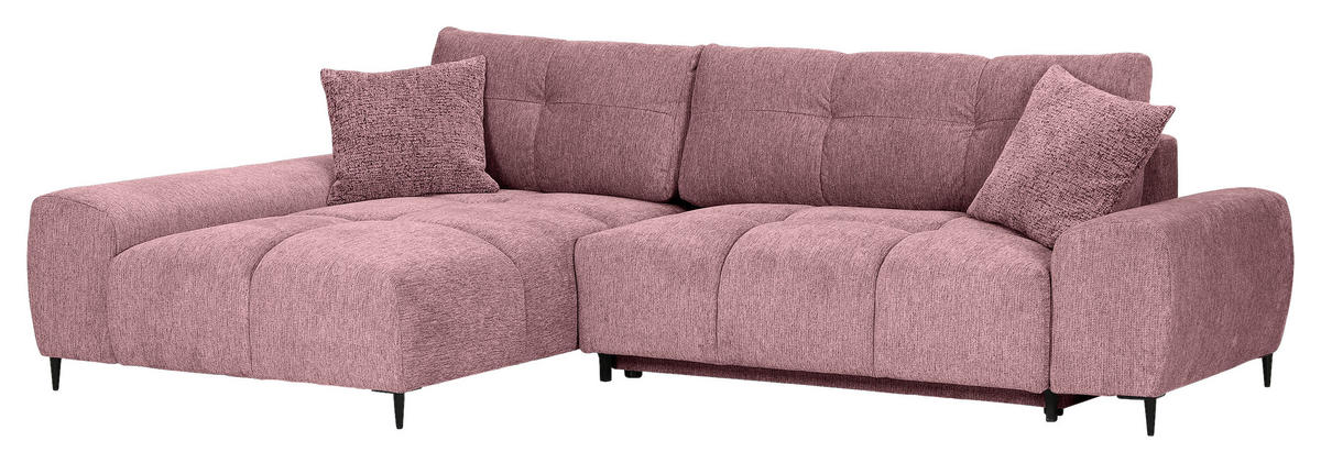 ECKSOFA Altrosa Flachgewebe  - Schwarz/Altrosa, KONVENTIONELL, Textil/Metall (180/295cm) - Carryhome