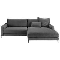 ECKSOFA Anthrazit Flachgewebe  - Anthrazit/Schwarz, Design, Textil/Metall (272/190cm) - Pure Home Lifestyle