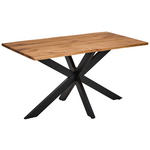 ESSTISCH 140/80/76 cm Echtholz  Holz, Metall rechteckig Eichefarben  - Eichefarben/Schwarz, LIFESTYLE, Holz/Metall (140/80/76cm) - Linea Natura