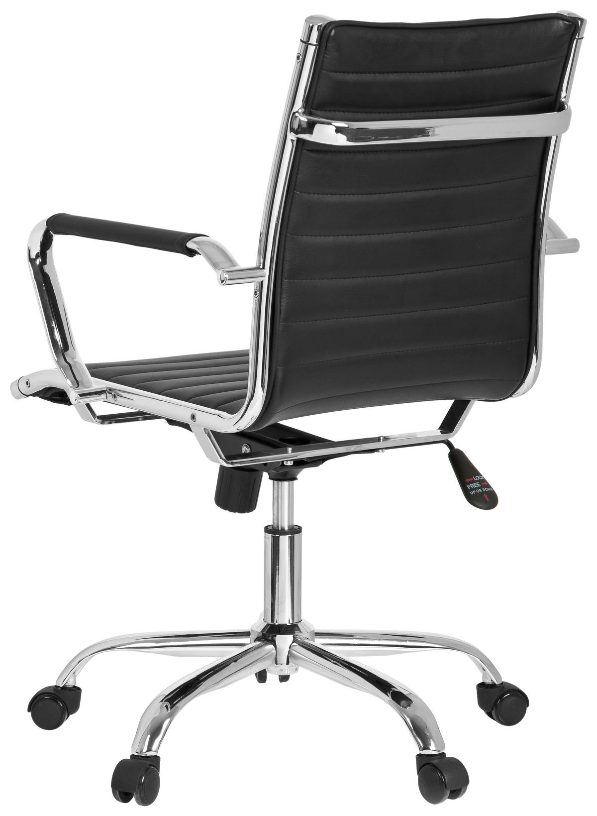 OTOČNÁ ŽIDLE, vzhled kůže, černá - barvy stříbra/černá, Basics, kov/textil (54/102/43cm) - MID.YOU