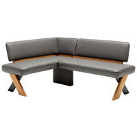 ECKBANK 145/188 cm Flachgewebe Dunkelgrau Eiche massiv   - Wildeiche/Dunkelgrau, KONVENTIONELL, Holz/Textil (145/188cm) - Venda