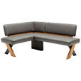 ECKBANK 145/188 cm Flachgewebe Dunkelgrau Eiche massiv   - Wildeiche/Dunkelgrau, KONVENTIONELL, Holz/Textil (145/188cm) - Venda
