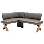 ECKBANK 145/188 cm Flachgewebe Dunkelgrau Eiche massiv   - Wildeiche/Dunkelgrau, KONVENTIONELL, Holz/Textil (145/188cm) - Venda
