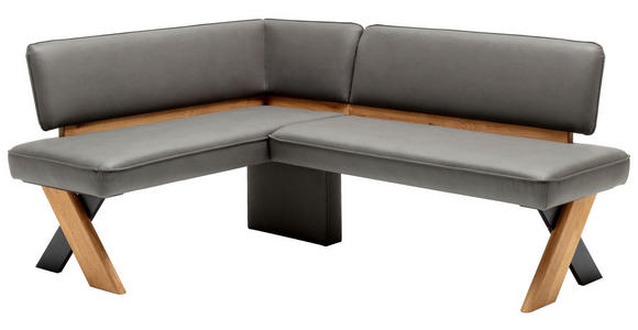 ECKBANK 145/188 cm Flachgewebe Dunkelgrau Eiche massiv   - Wildeiche/Dunkelgrau, KONVENTIONELL, Holz/Textil (145/188cm) - Venda