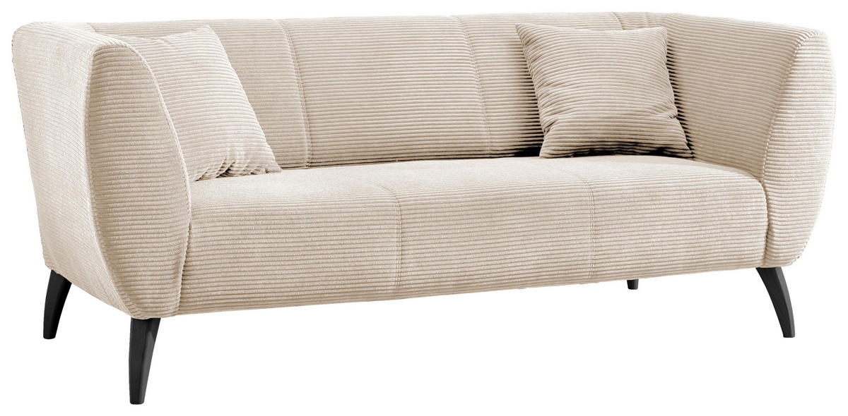 3-SITZER-SOFA in Cord Beige  - Beige/Schwarz, MODERN, Holz/Textil (208/83/88cm) - MID.YOU
