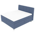 BOXSPRINGBETT 180/200 cm  in Blau  - Blau/Schwarz, KONVENTIONELL, Textil/Metall (180/200cm) - Carryhome