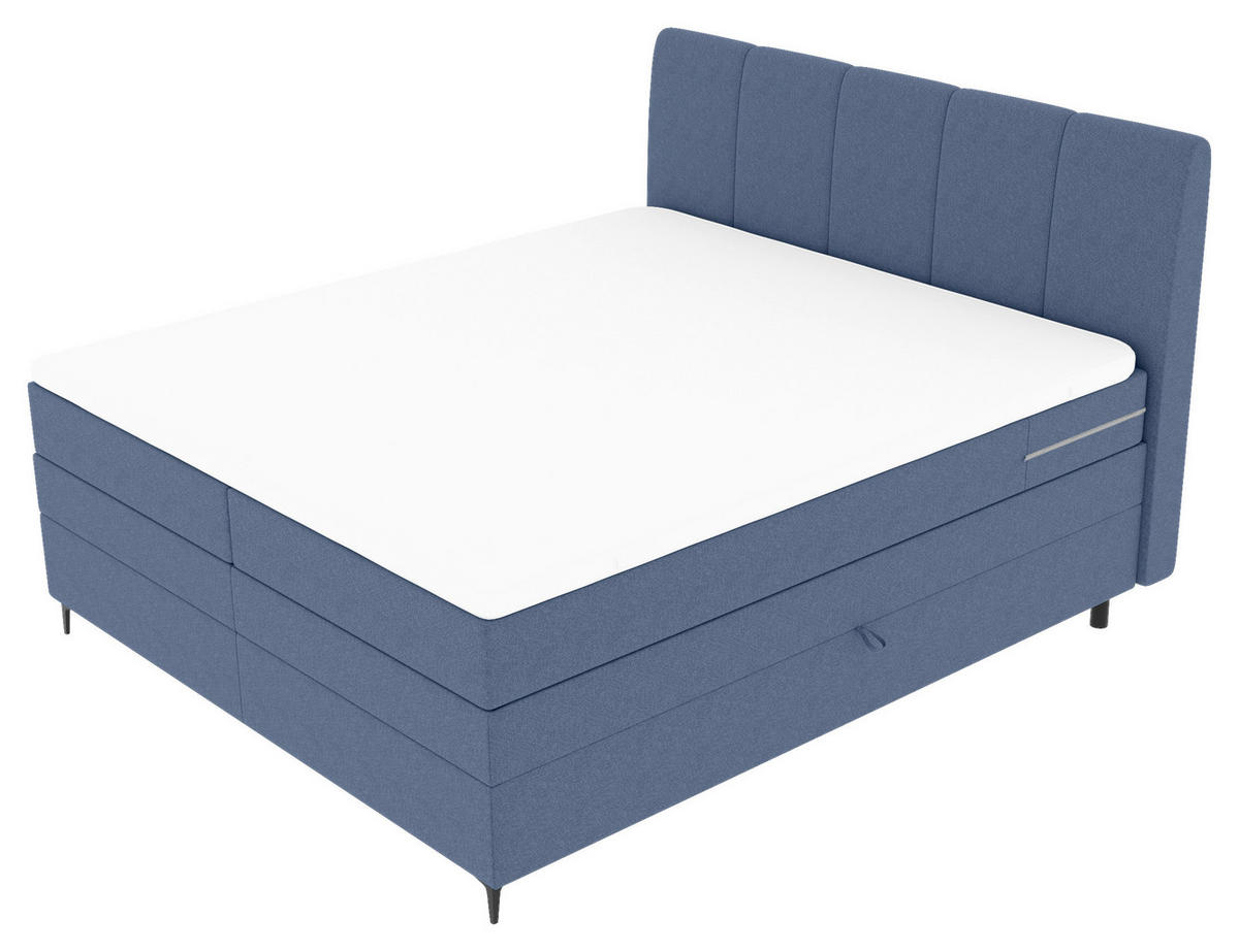 BOXSPRINGBETT 180/200 cm  in Blau  - Blau/Schwarz, KONVENTIONELL, Textil/Metall (180/200cm) - Boxxx