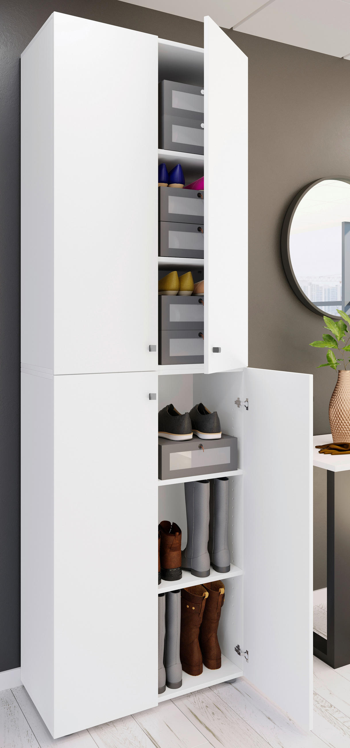 SKOSKÅP Lona i 70/220/40 cm - vit/silver, Design, trämaterial/plast (70/220/40cm) - MID.YOU