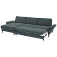 ECKSOFA  in Chenille, Flachgewebe Blau  175/316 cm  - Blau/Schwarz, Design, Textil/Metall (175/316cm) - Dieter Knoll