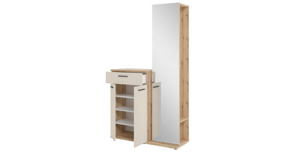 GARDEROBE in 105/188/38 cm - Eichefarben/Creme, Basics, Glas/Holzwerkstoff (105/188/38cm) - Xora